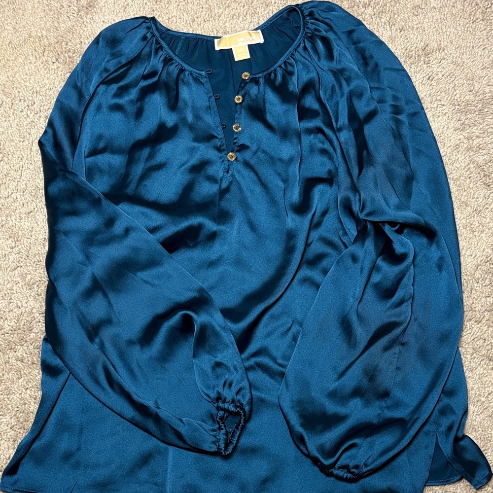 Michael Kors Blue Satin Blouse